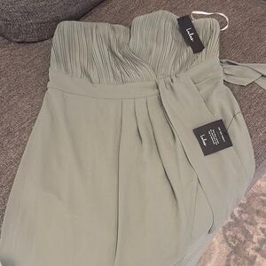 Lulu's Strapless Dress in Sage Green